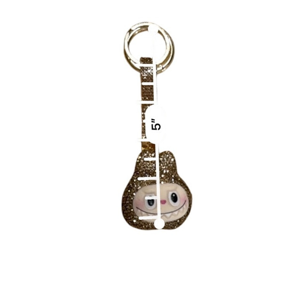 Labubu Sparkle Pave Keychain Charm Black Crystal Bag Accessory Cute - Picture 2 of 4